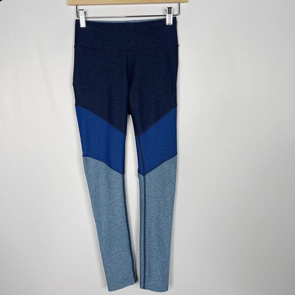Outdoor Voices XSmall XS Blue Heather Tri Colorblock Leggings Workout Athletic - Picture 1 of 8